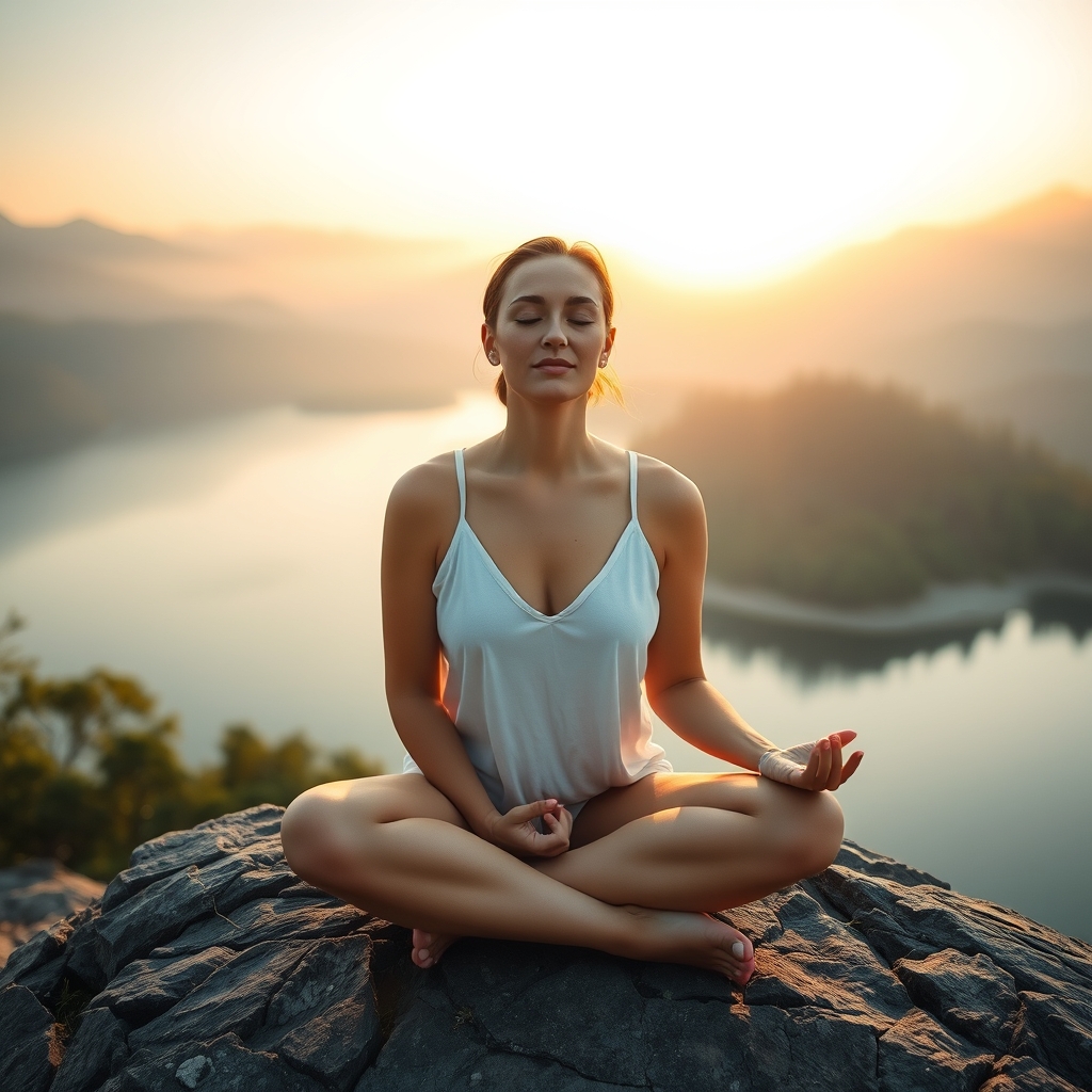 Woman meditating outdoors