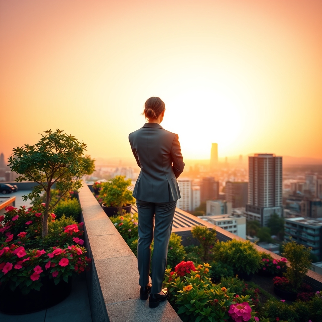 woman on rooftop
