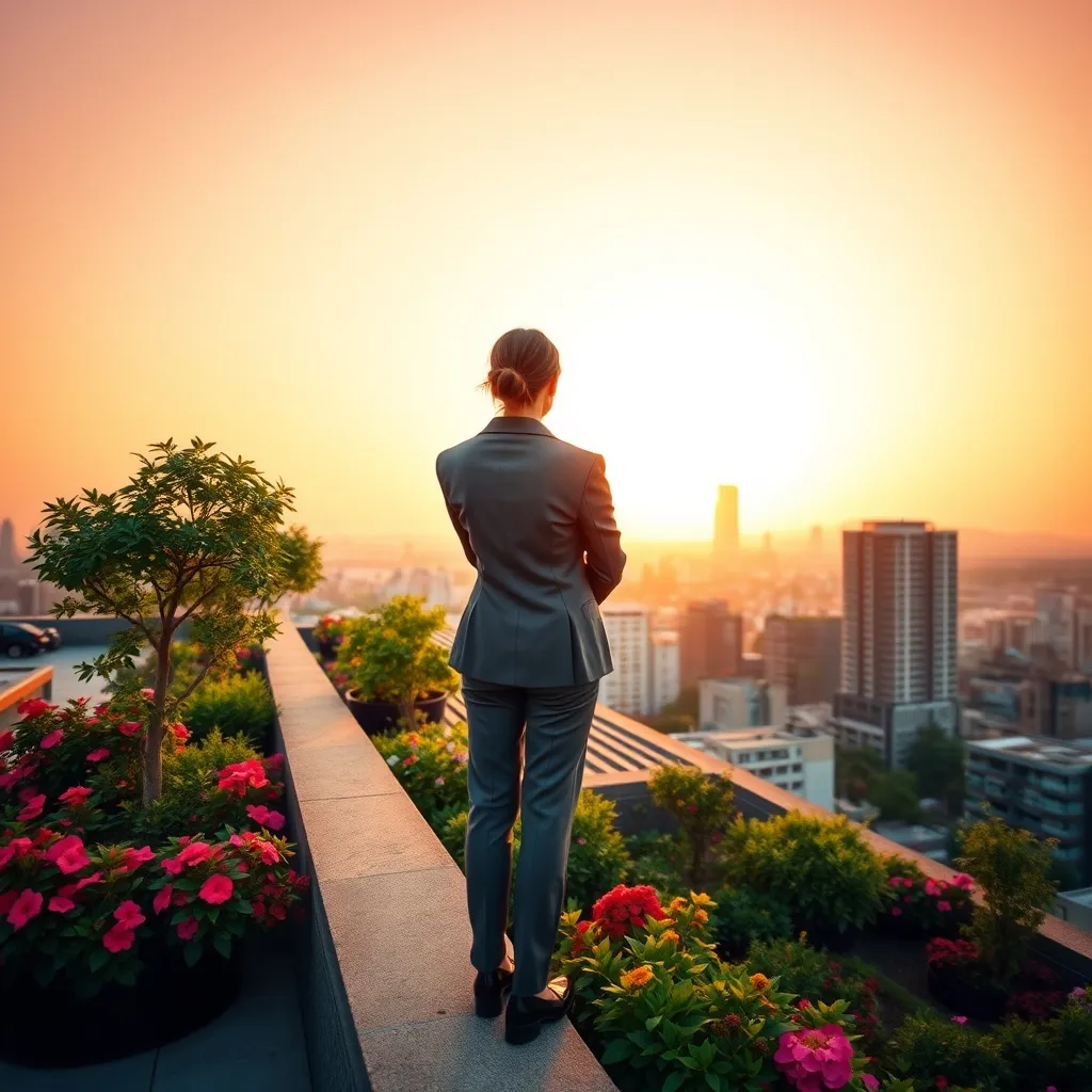 woman on rooftop