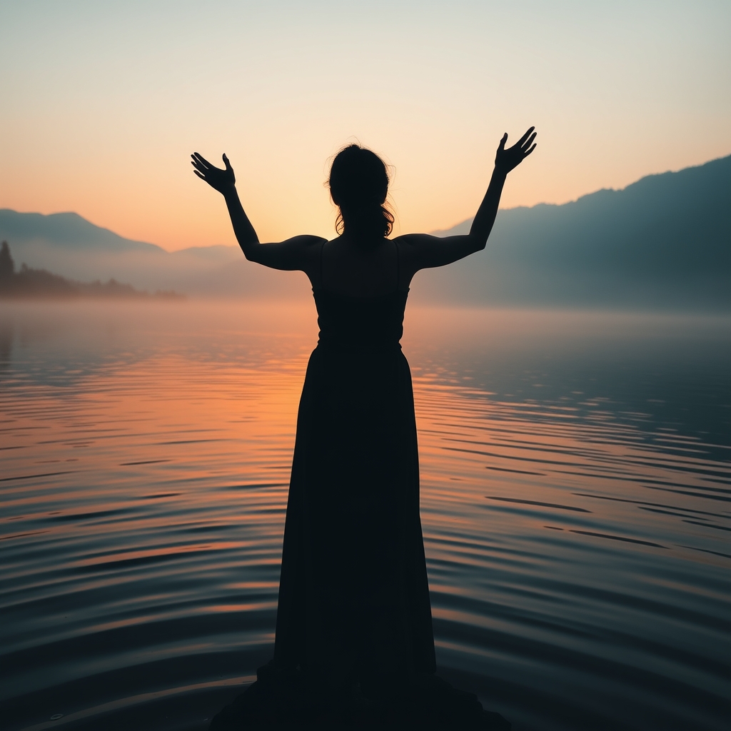 Breaking Free from Burnout woman by lake