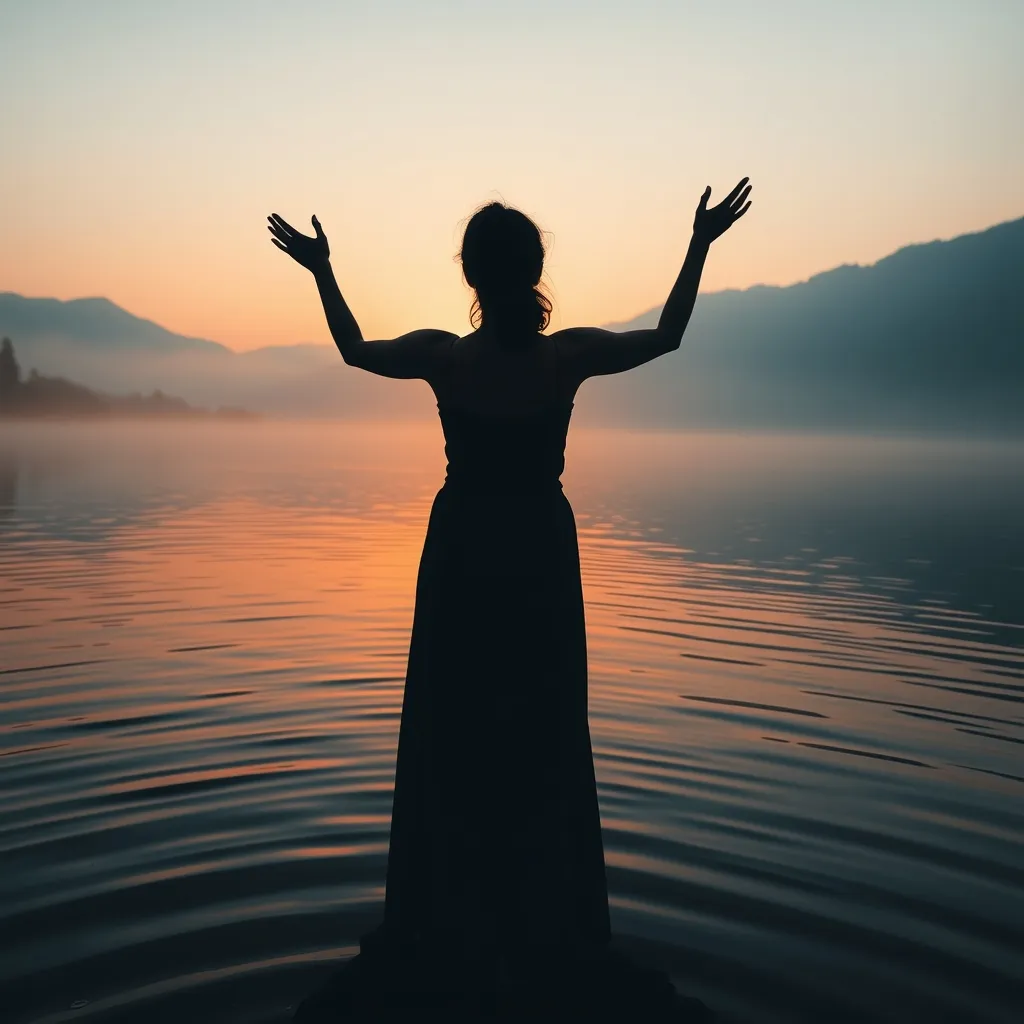 woman by lake