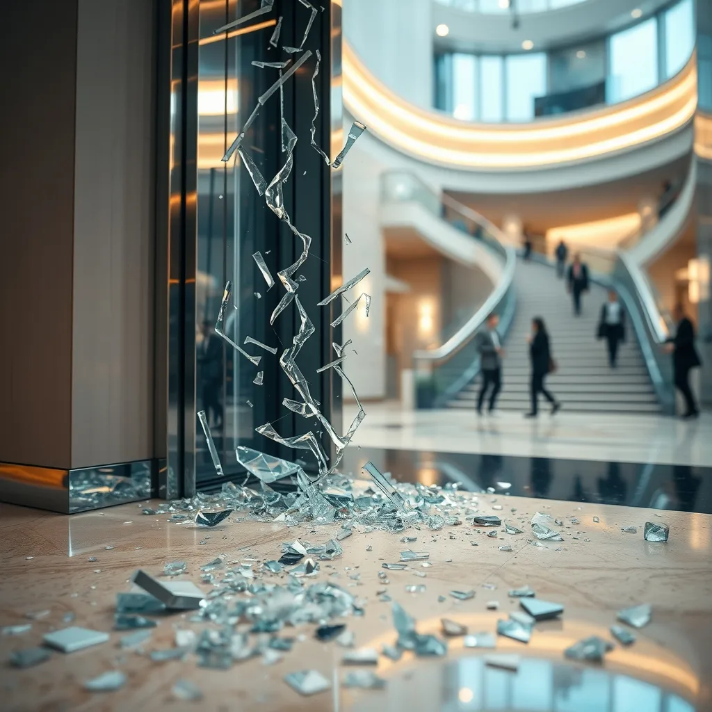 Shattered glass elevator