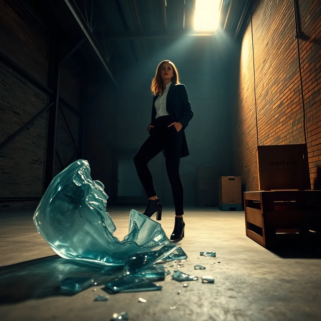 person standing on broken glass