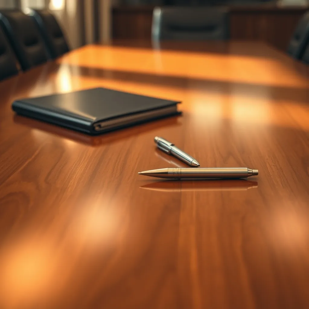 Pens on wooden table