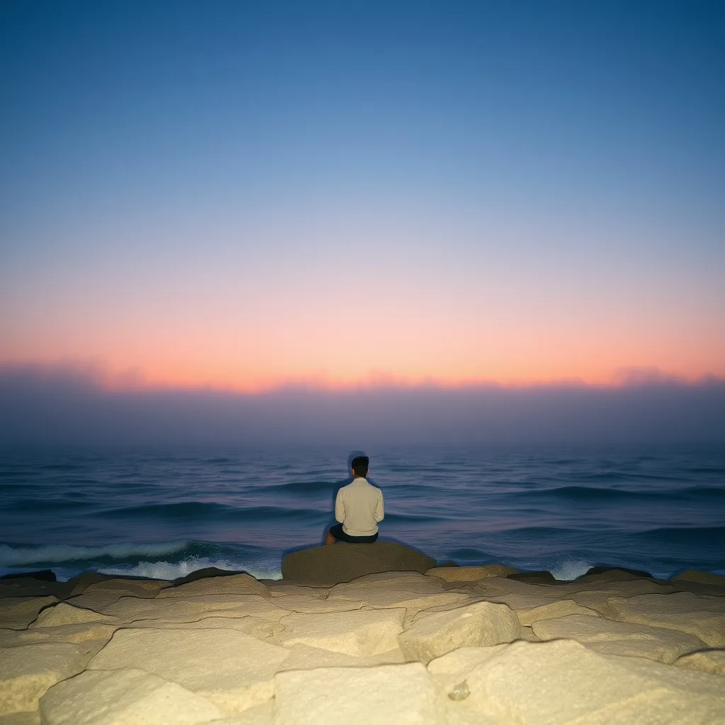 person on rocky beach
