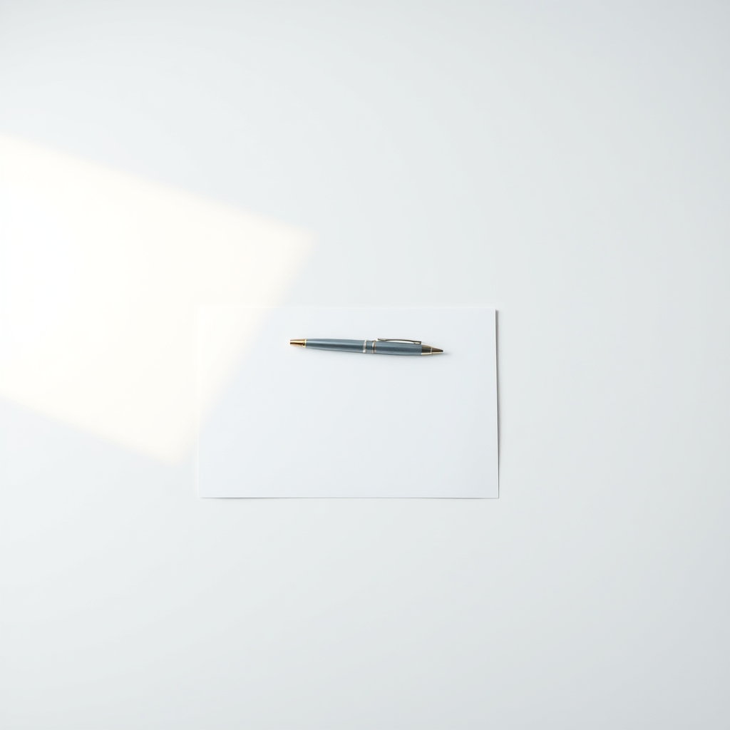 desk with paper and pen