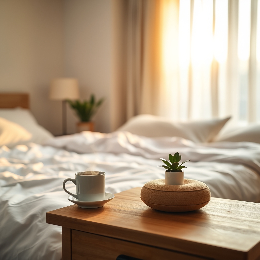 bedroom with cup and plant