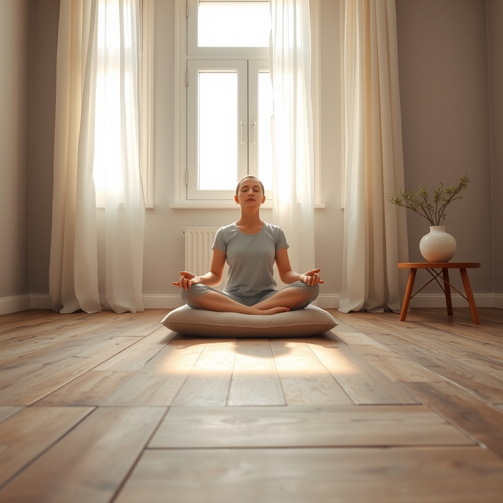 person meditating outdoors