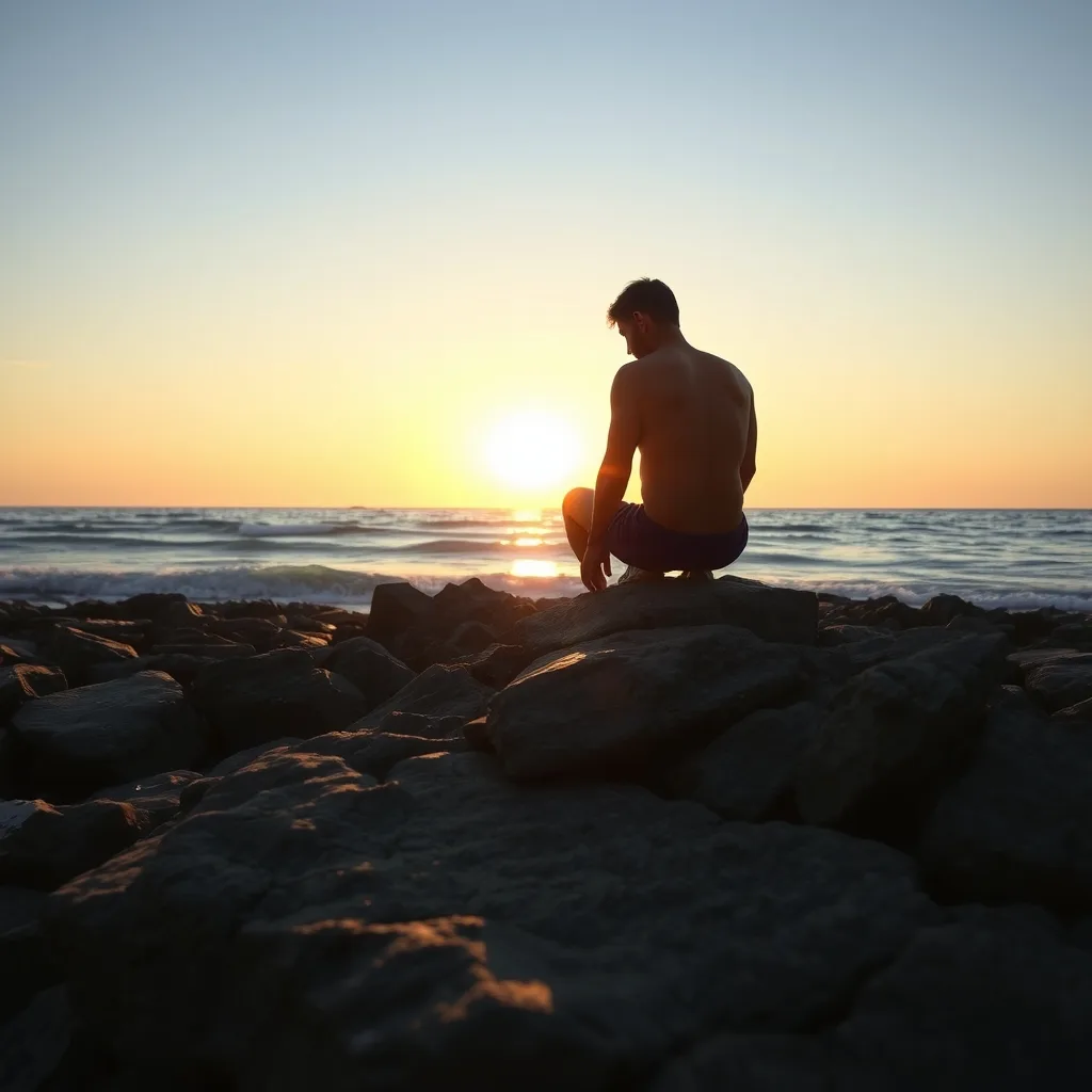 person on rocky coast