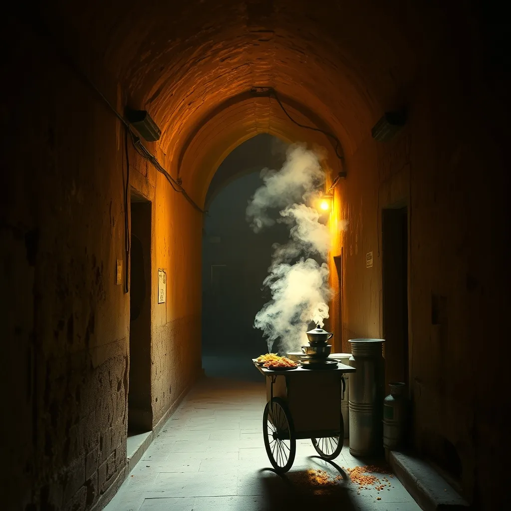 food cart in alleyway