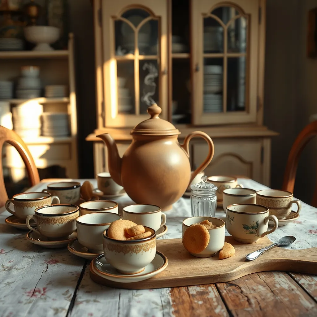 vintage teacup and pastries