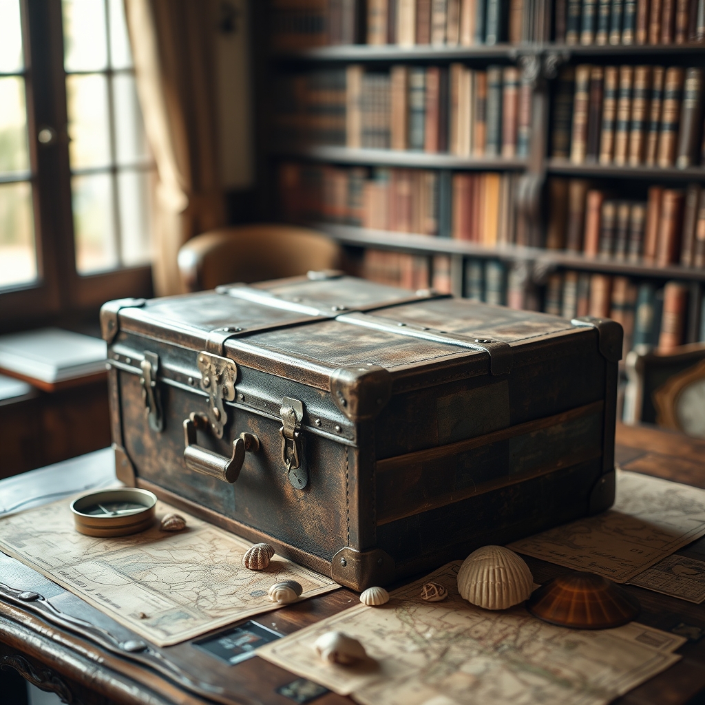 old trunk on table