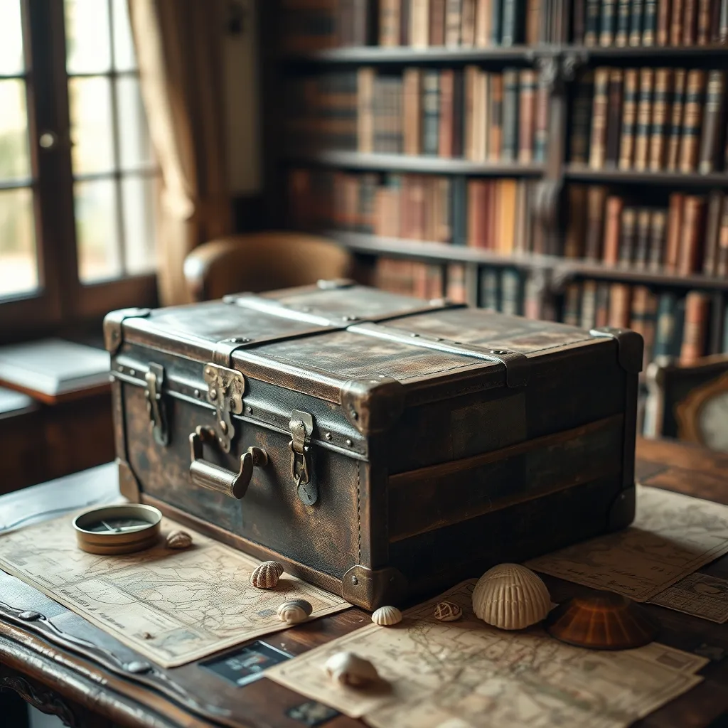 old trunk on table