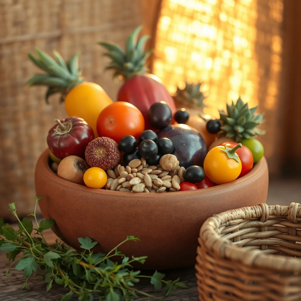 Fruits and grains in bowl