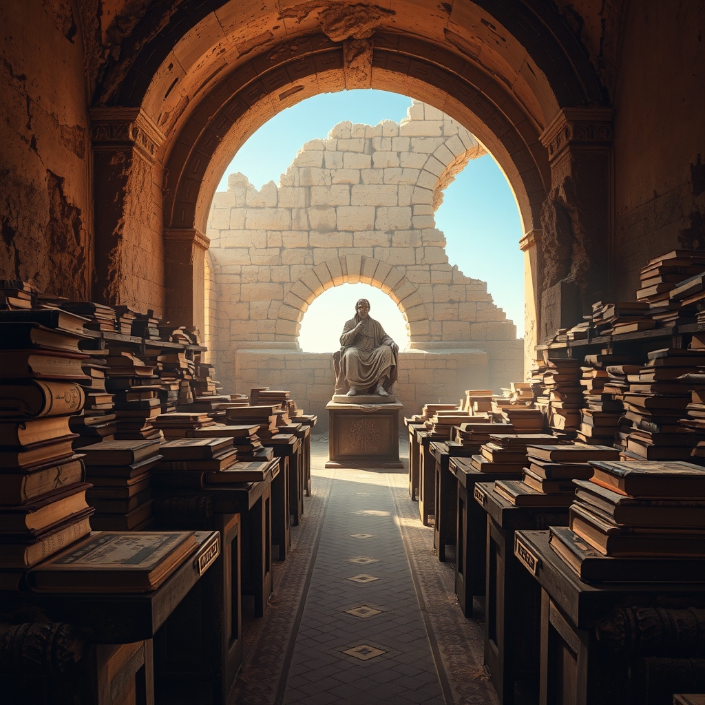 old books in abandoned room
