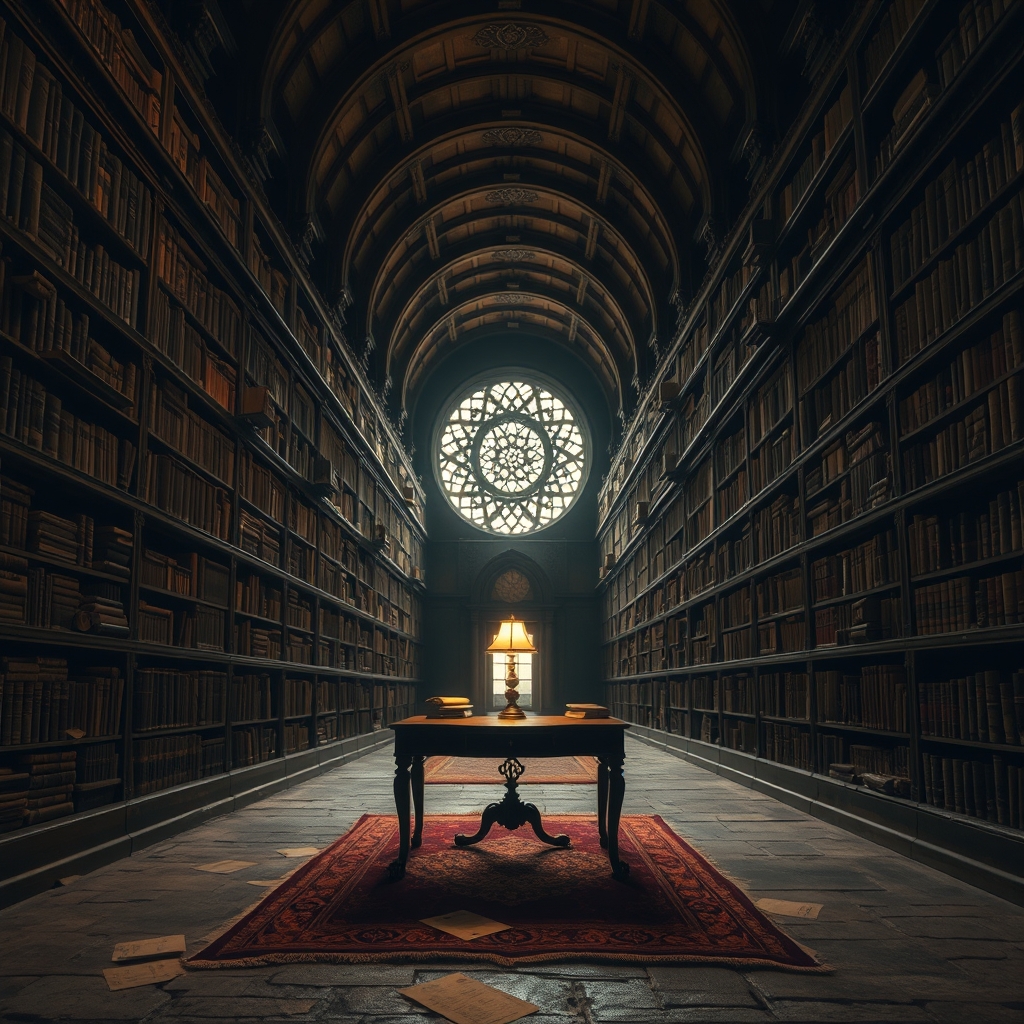 old books in abandoned room
