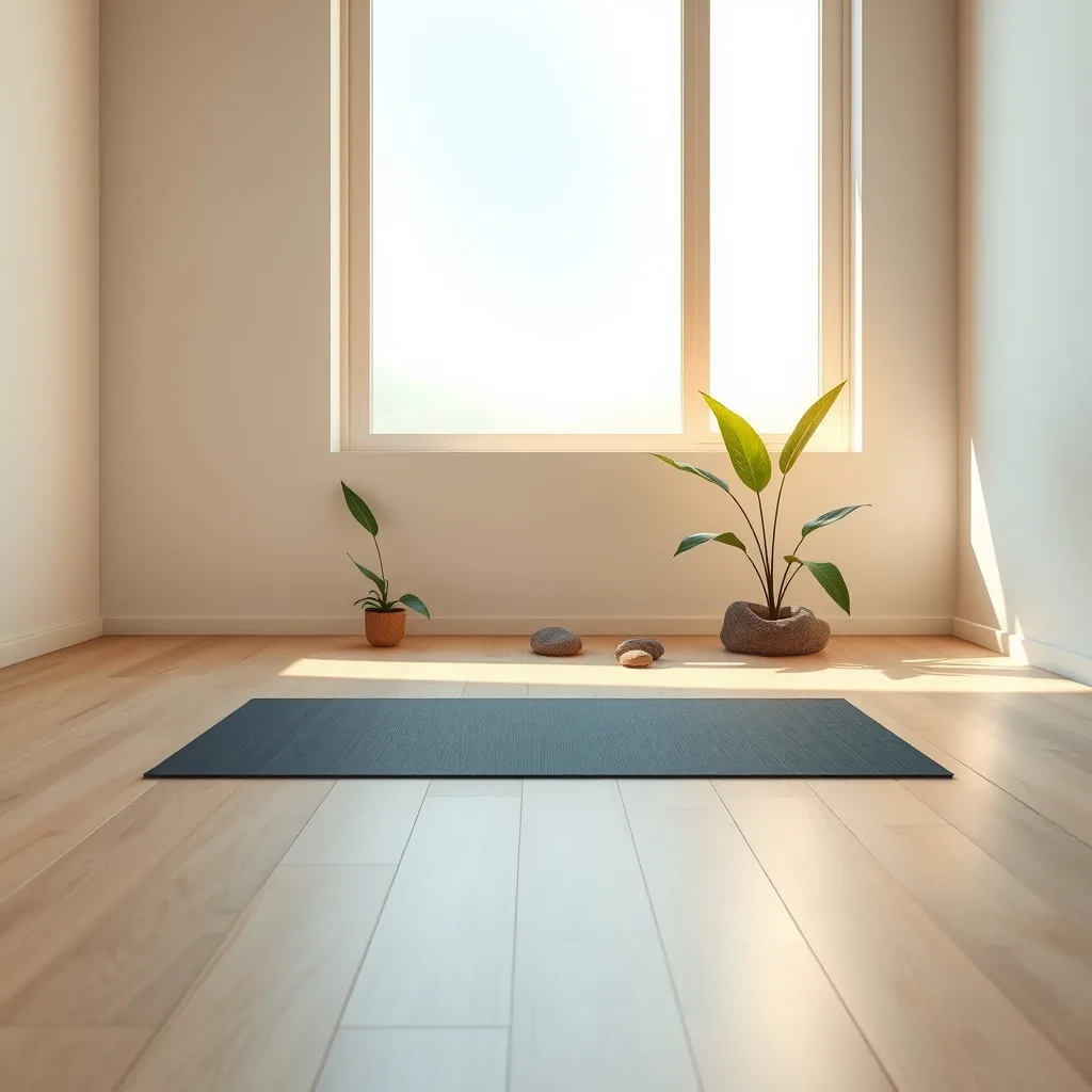 yoga mat in calm room