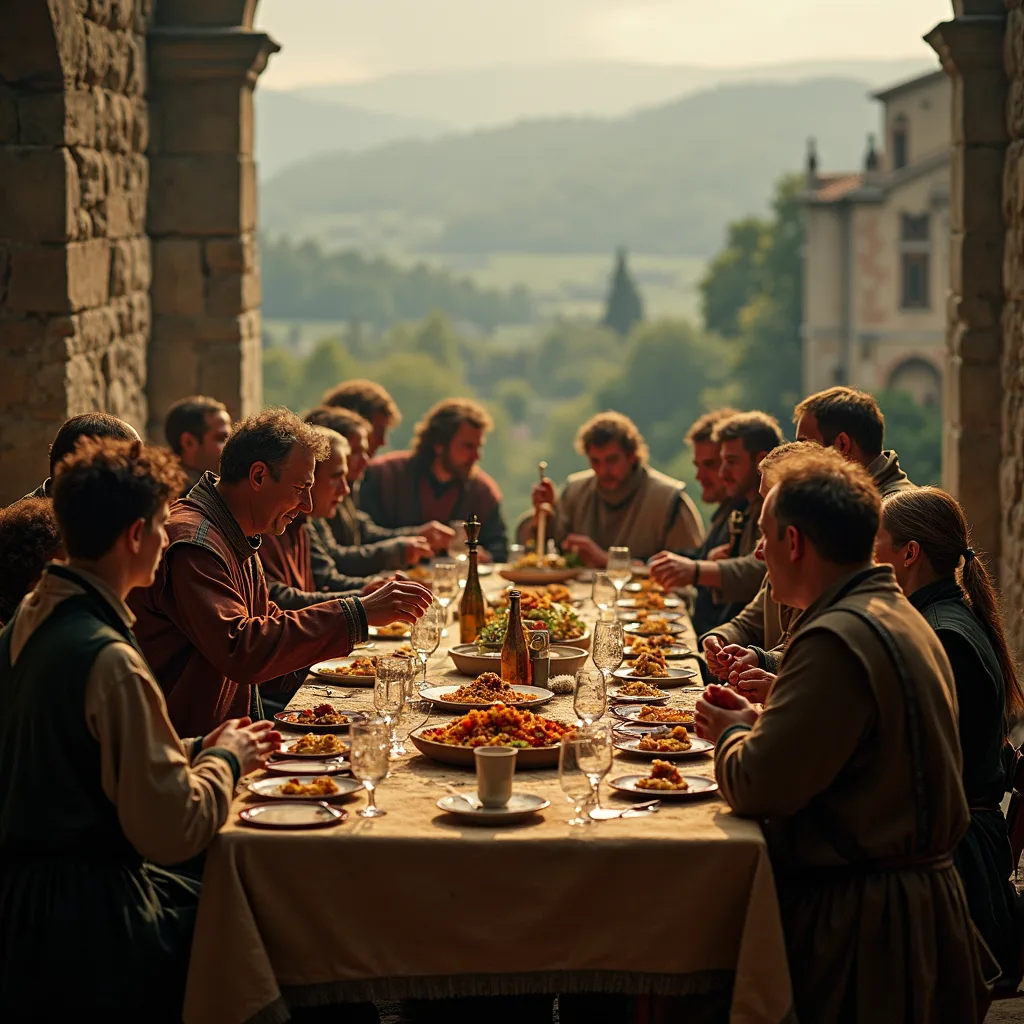 Medieval banquet table
