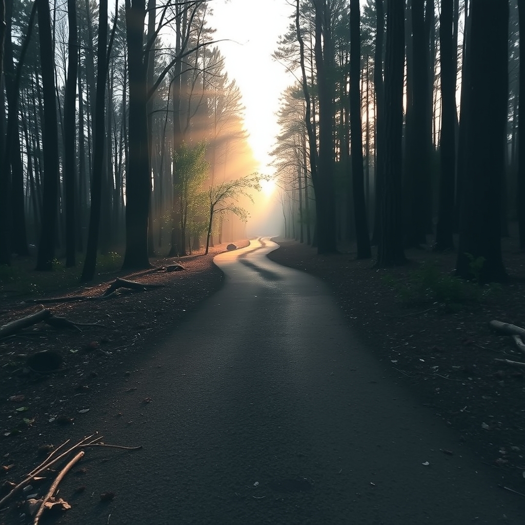 forest path at dawn
