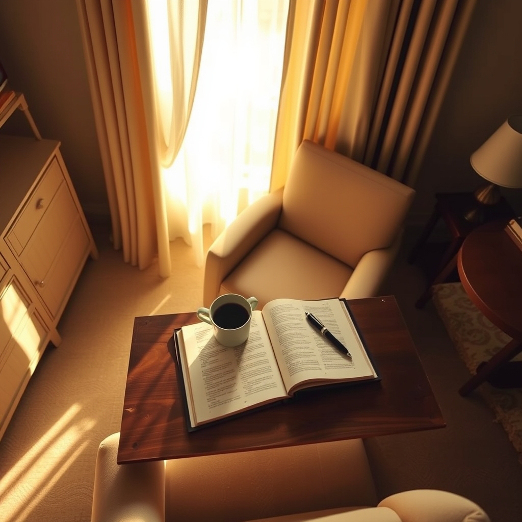 Morning Pages Magic desk with cup and book