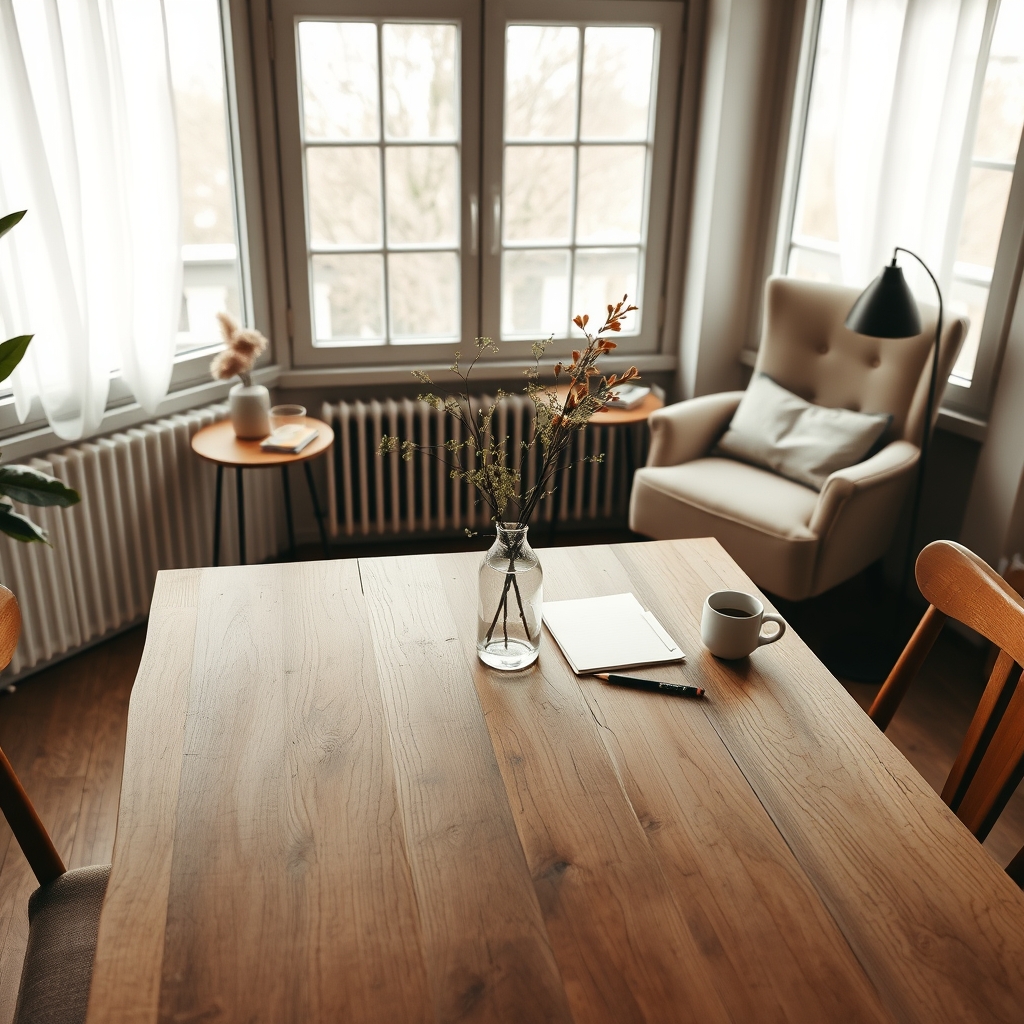 office table with colorful objects