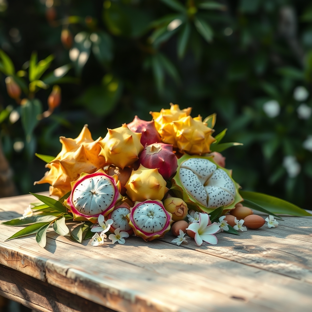 Fruits on wooden table