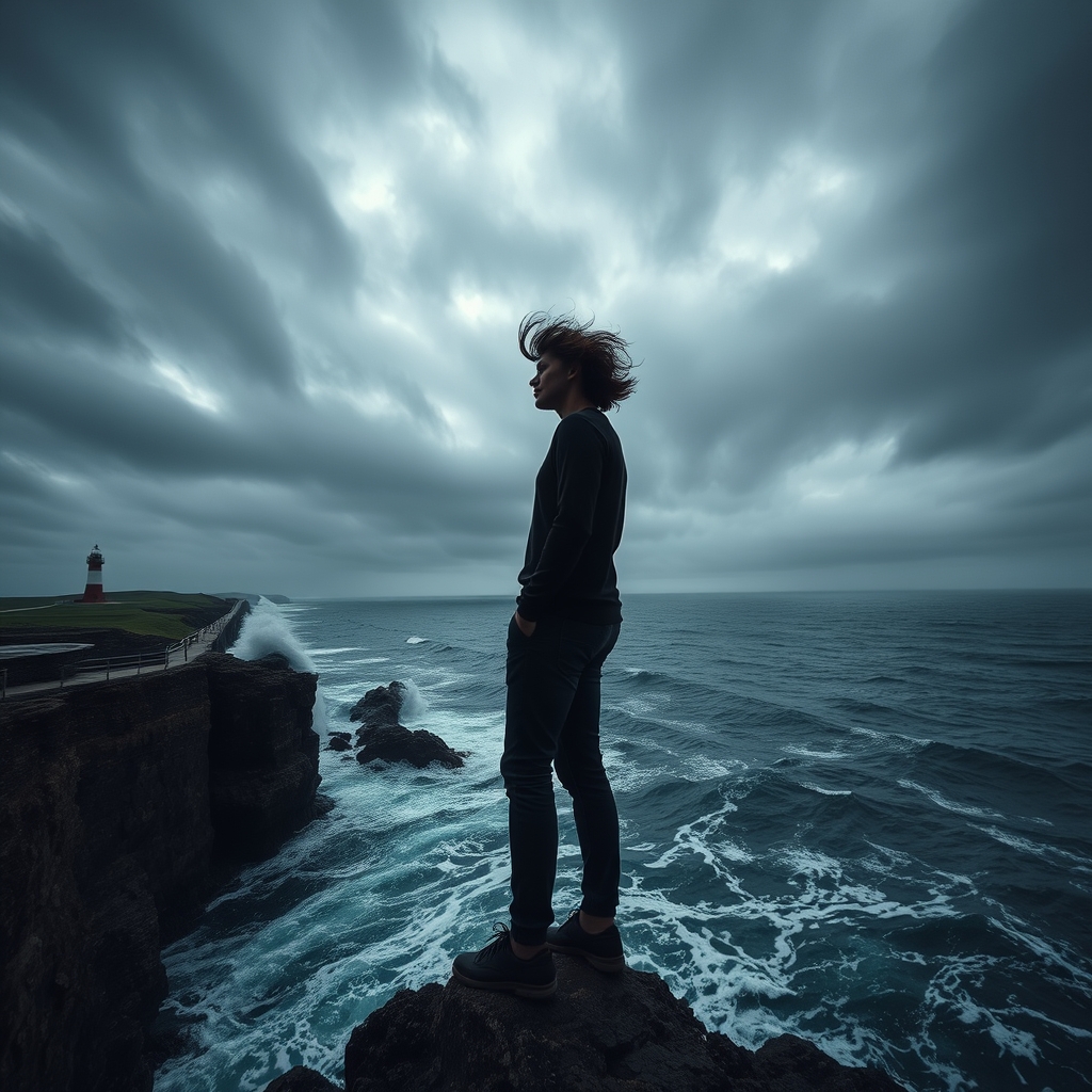 person on cliff