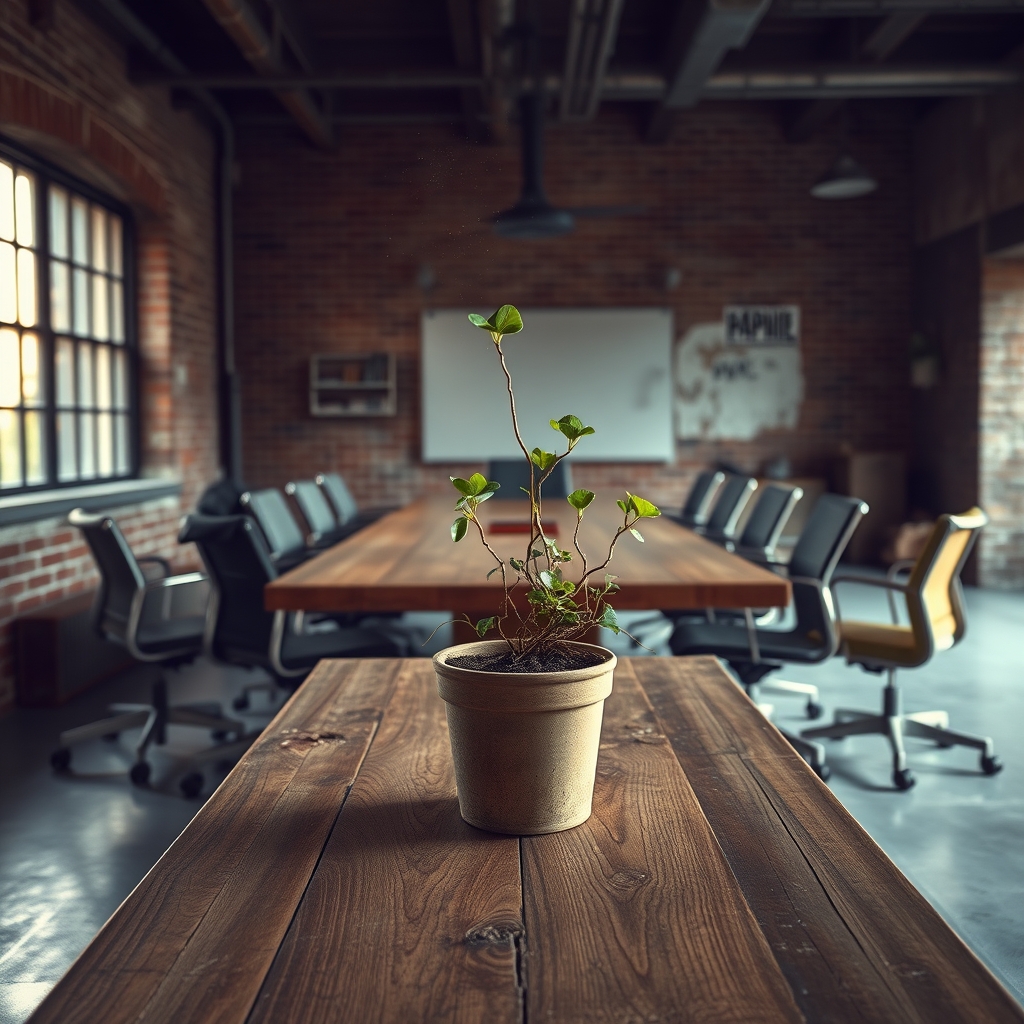 broken glass, plant, desk