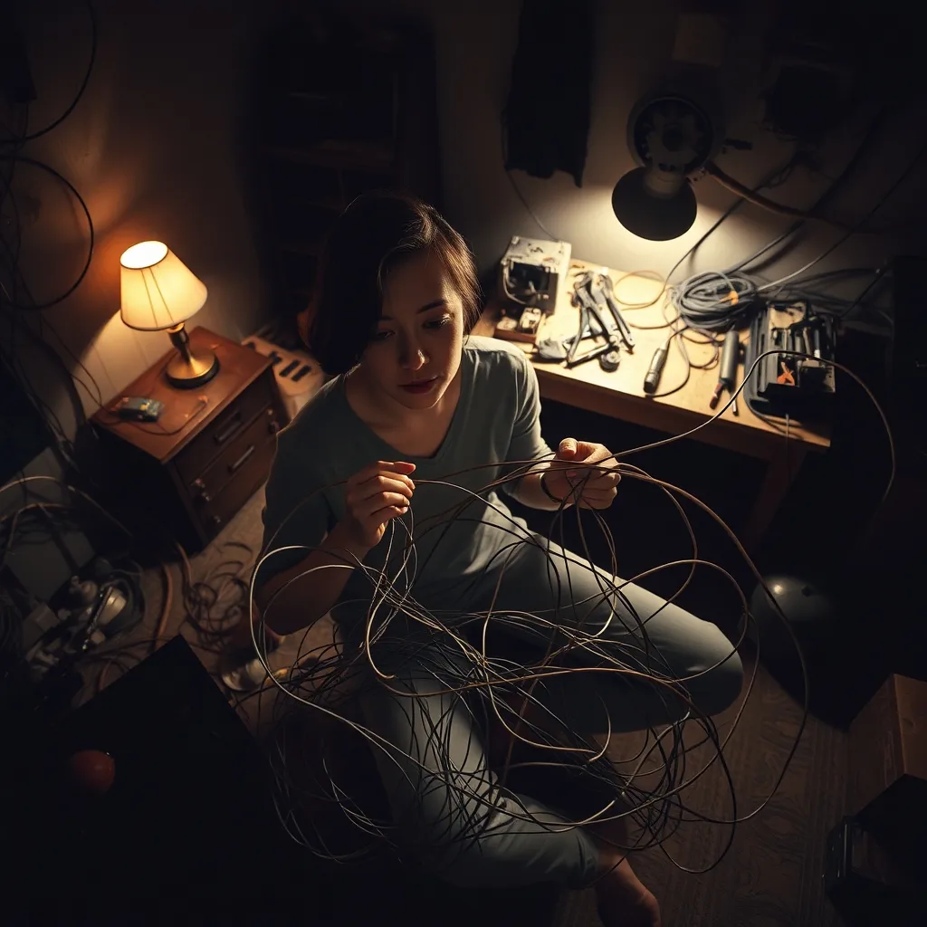 person rewiring machinery