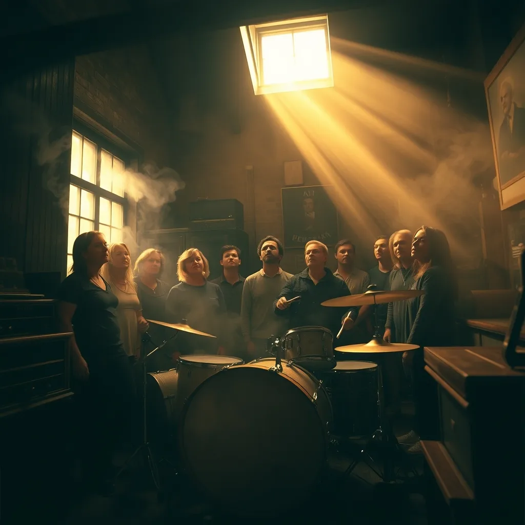 people around drum set