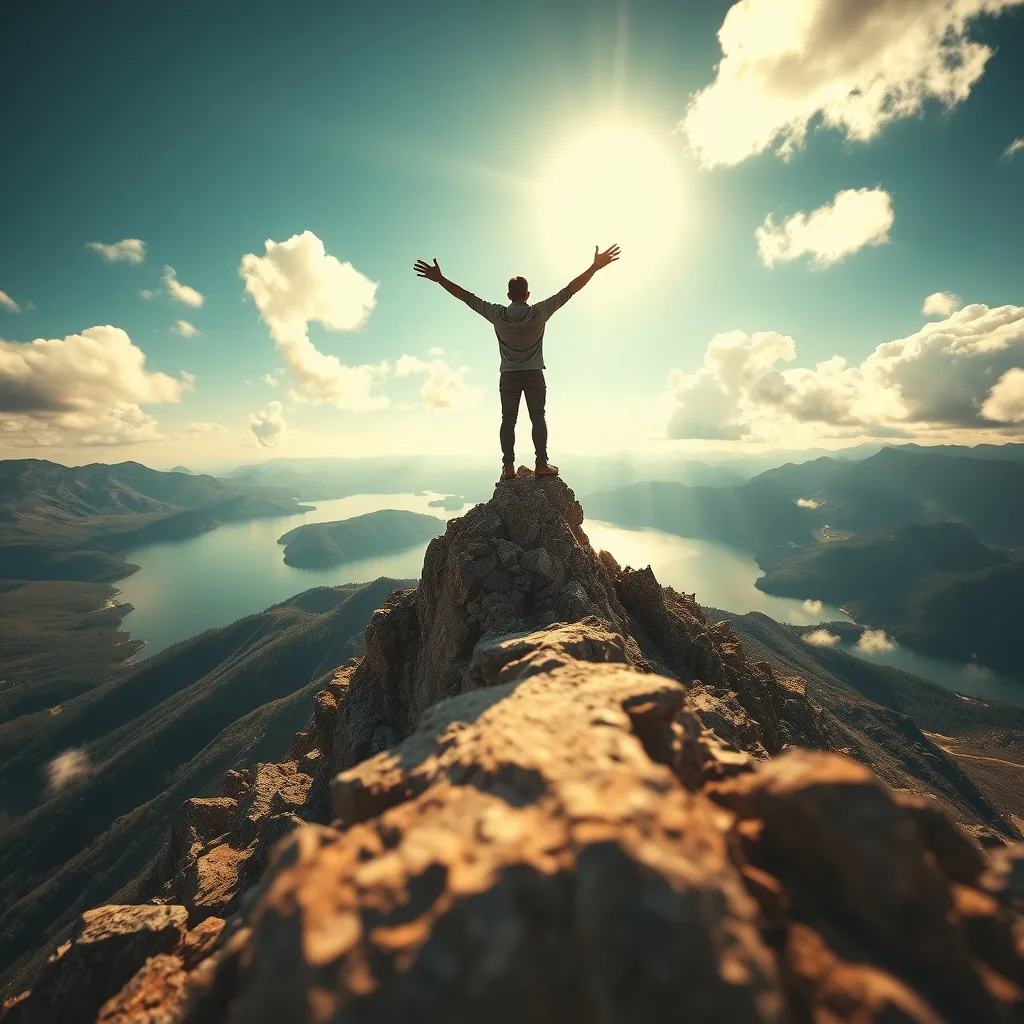 person on mountain peak