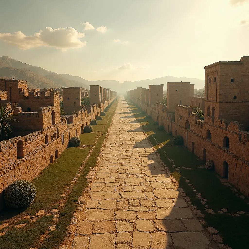 ancient road with market stalls