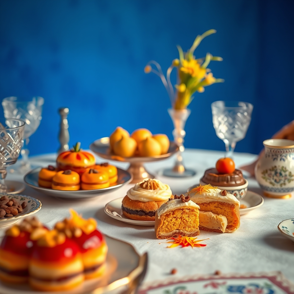 Pastries on table