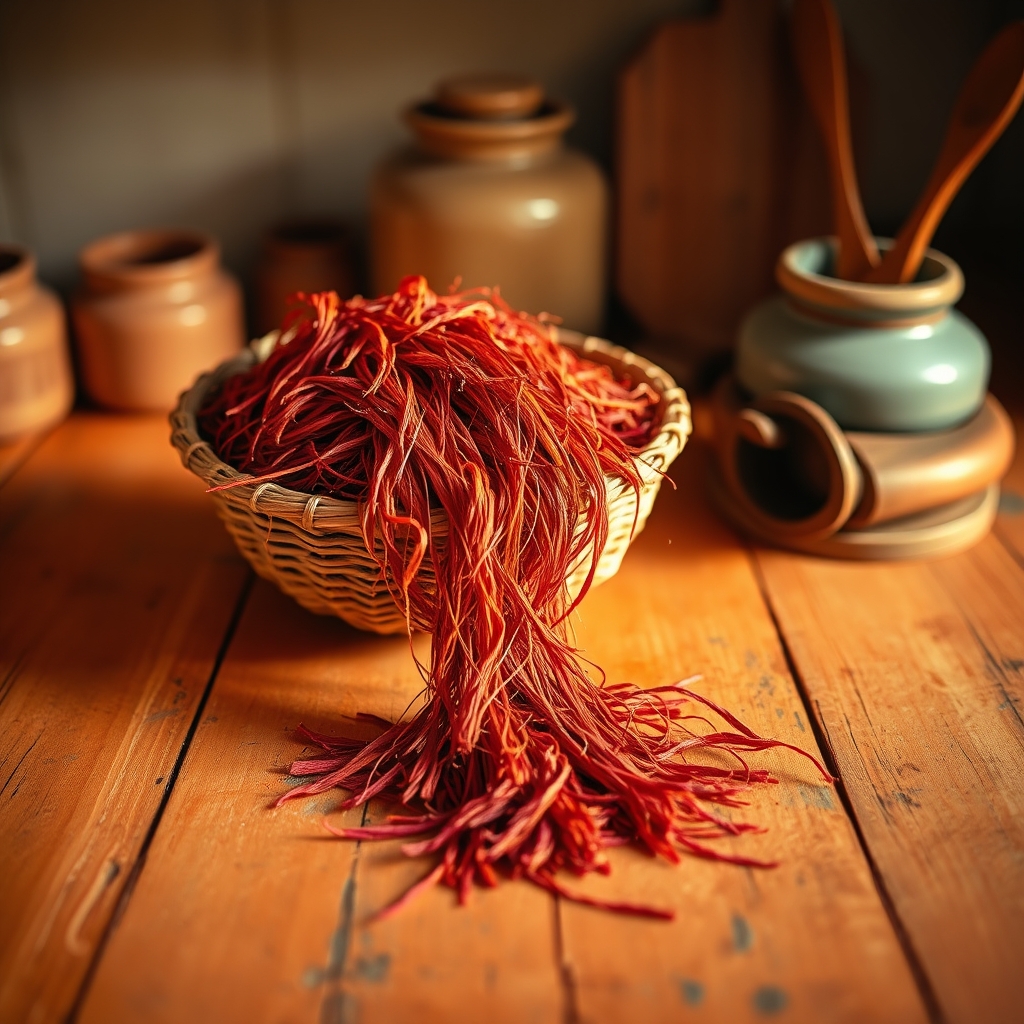 Spices and threads in a basket