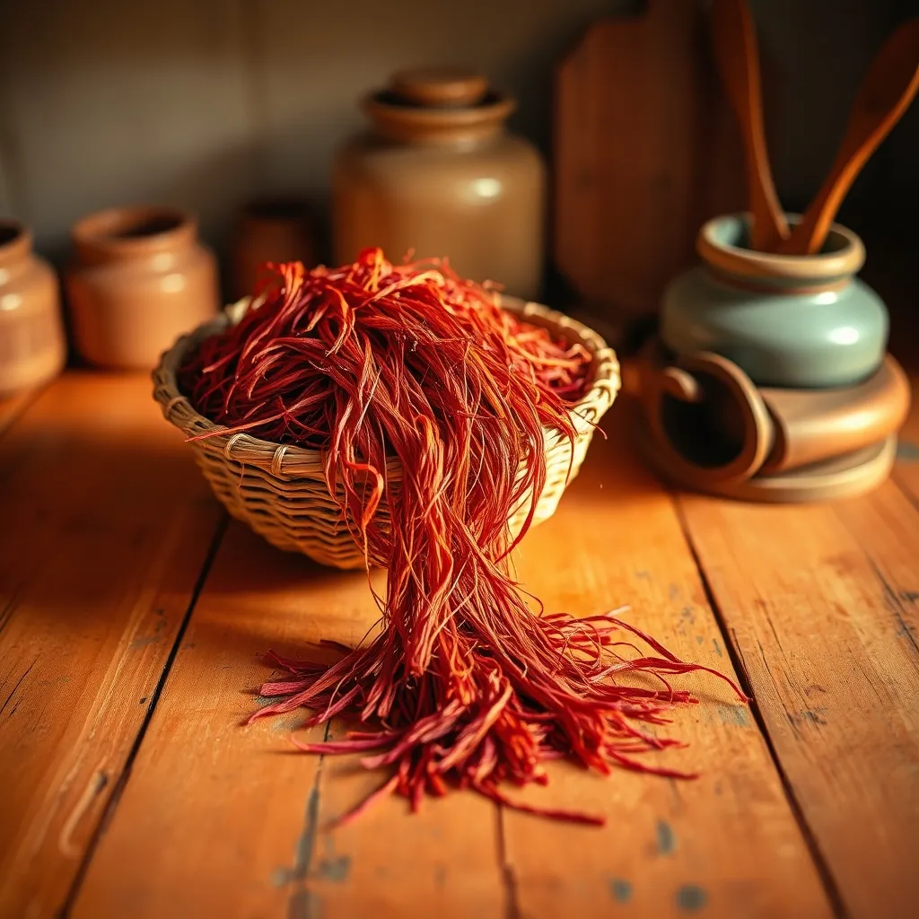 Spices and threads in a basket