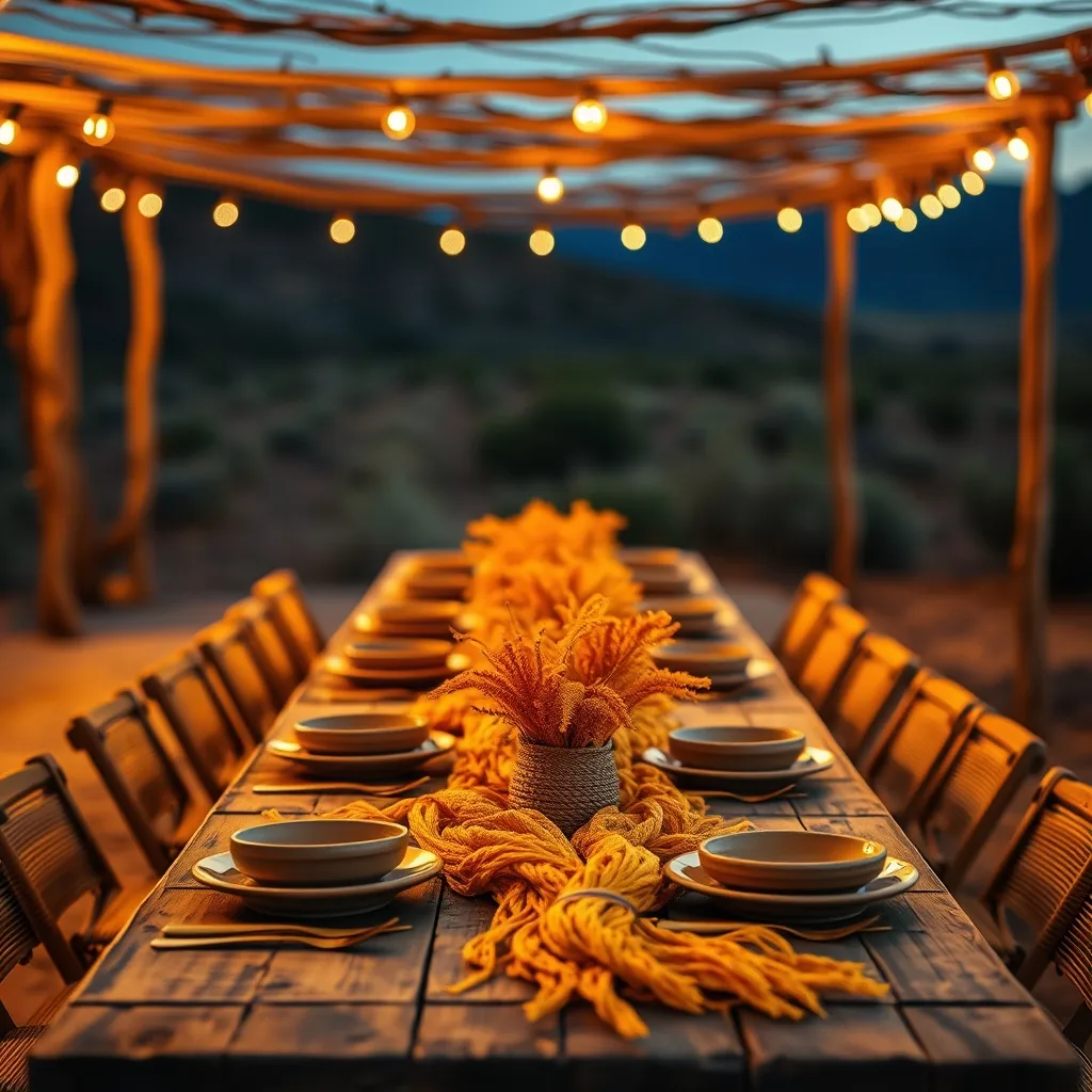 Table set at sunset