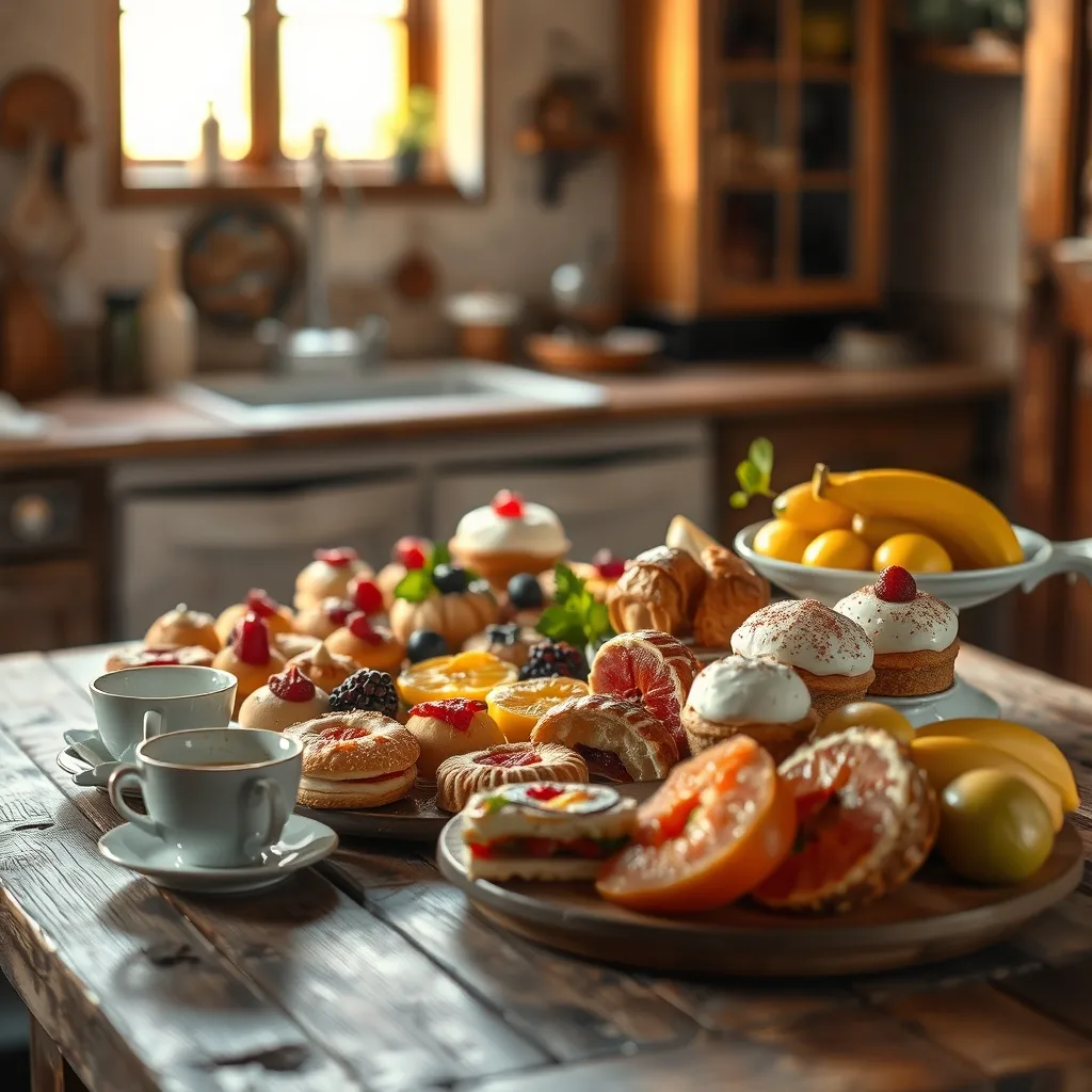 Pastries on table
