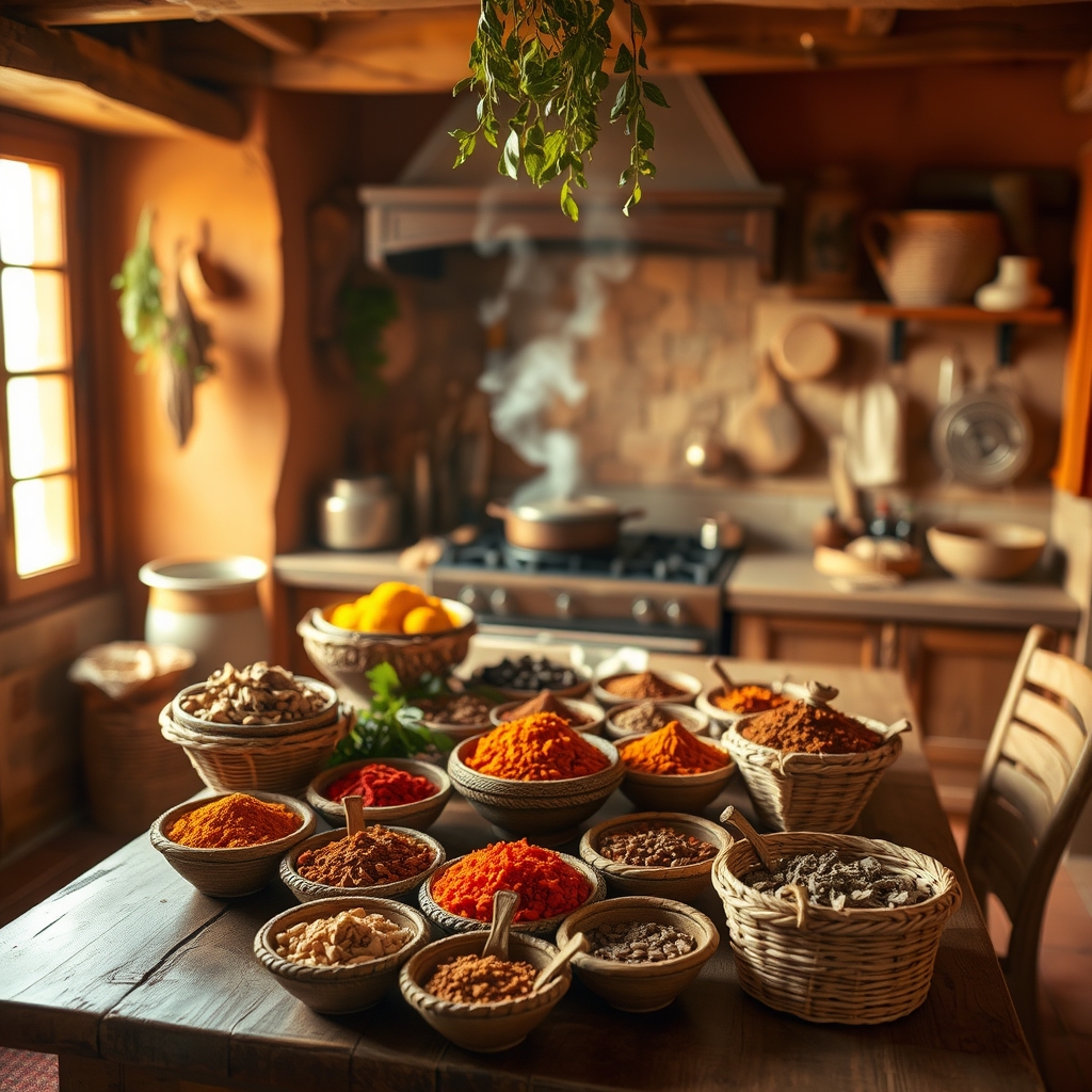 Spices on table