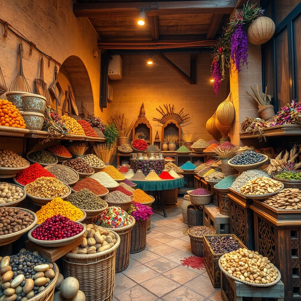 Spices on baskets