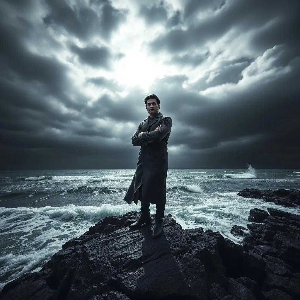 person on rocky coast