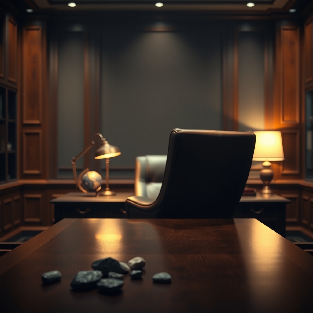 The Art of Strategic Storytelling Desk with lamp and globe