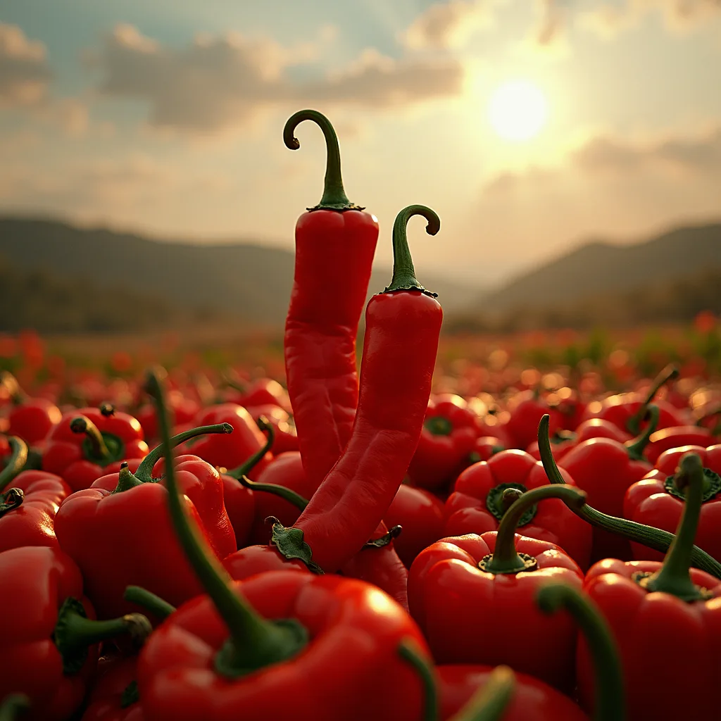 chili peppers in crate