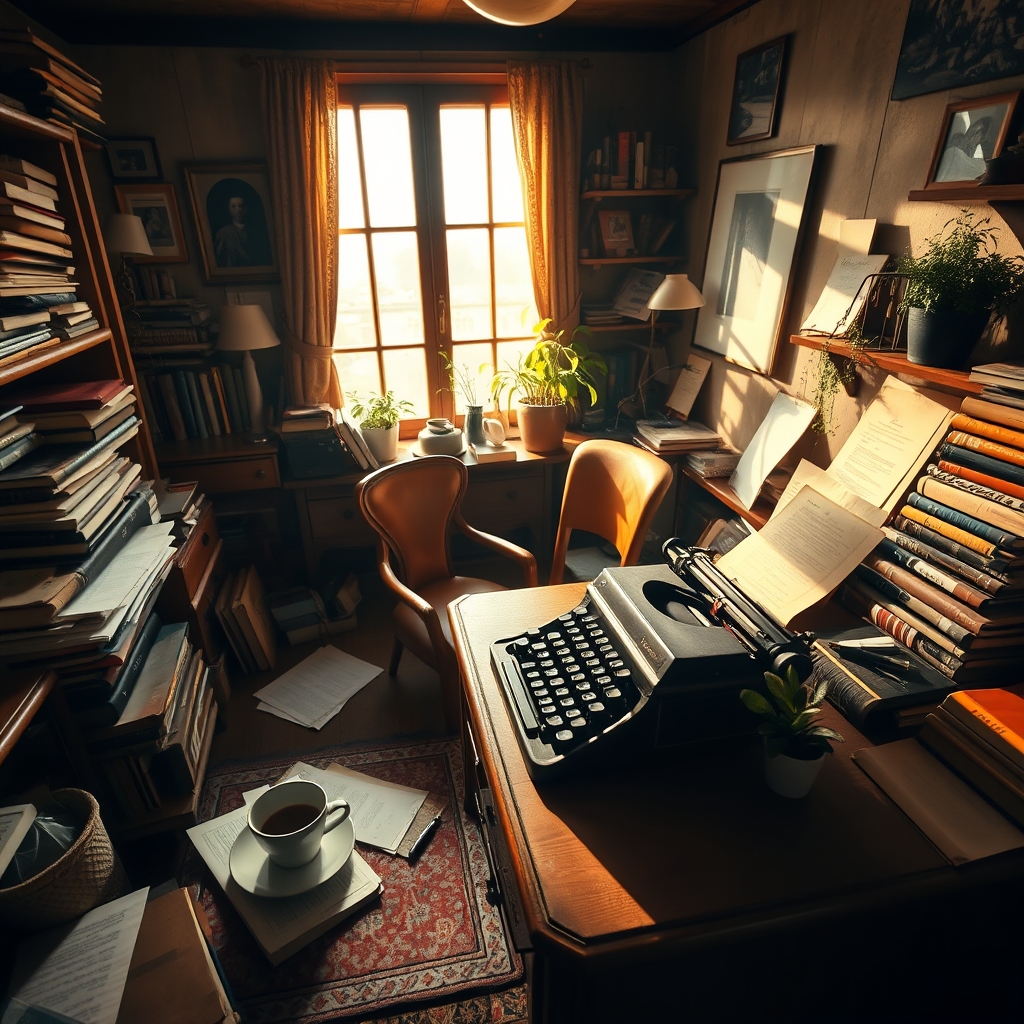 desk with typewriter