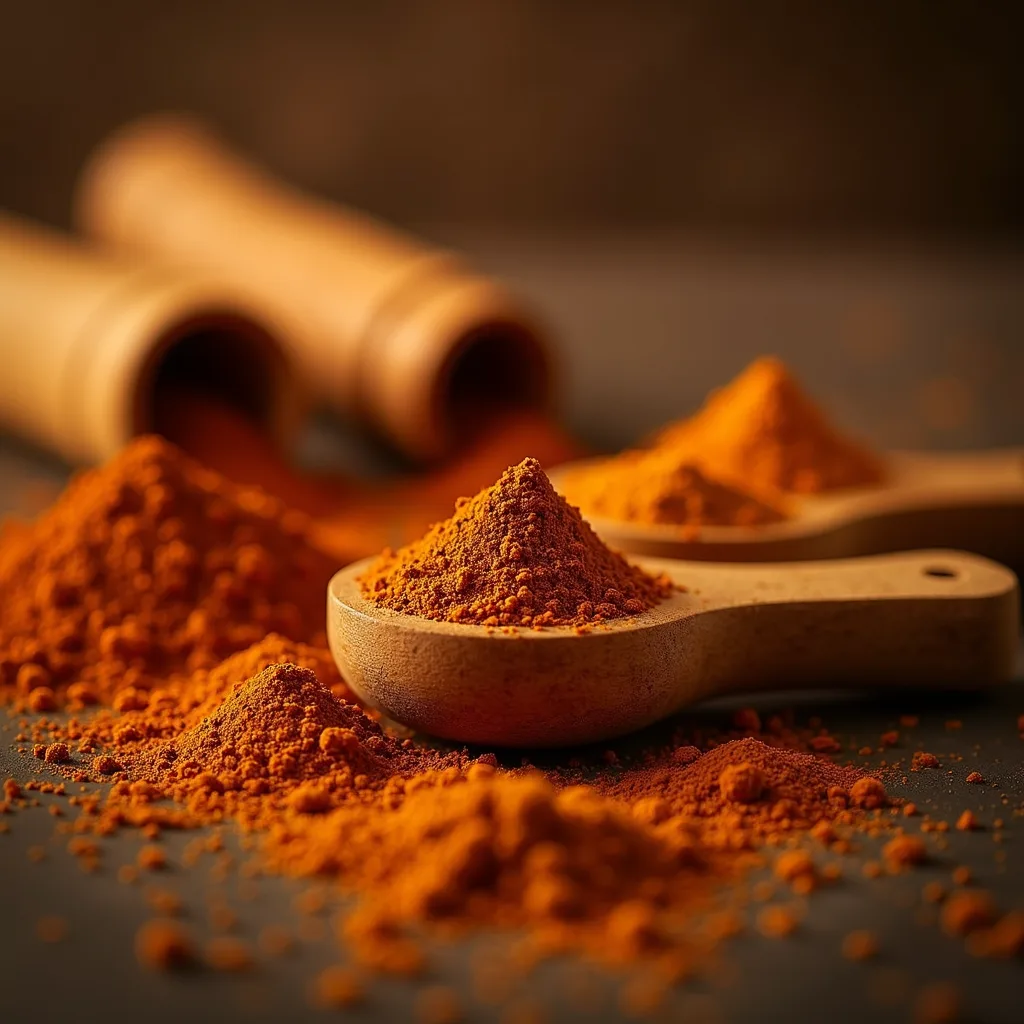 Spices on wooden table