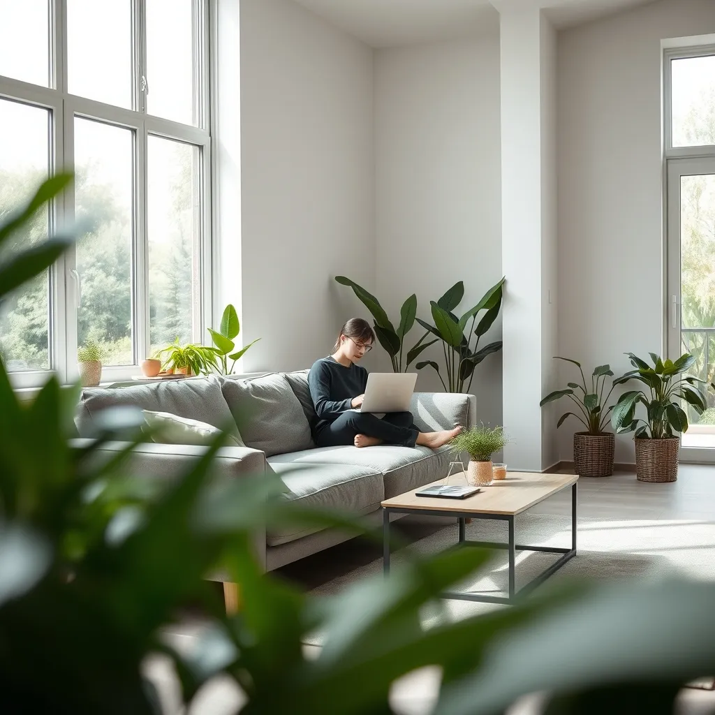 Person on couch with laptop