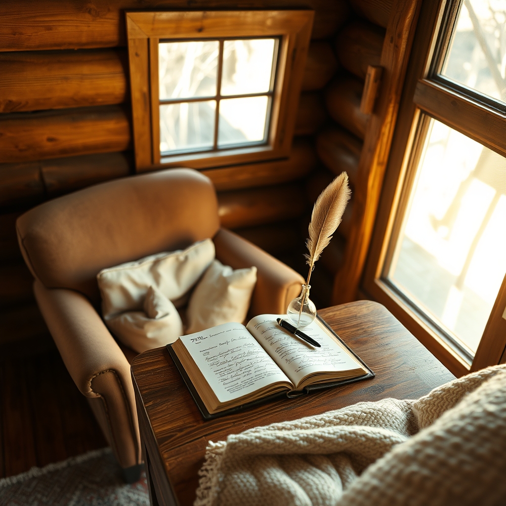 desk with open book