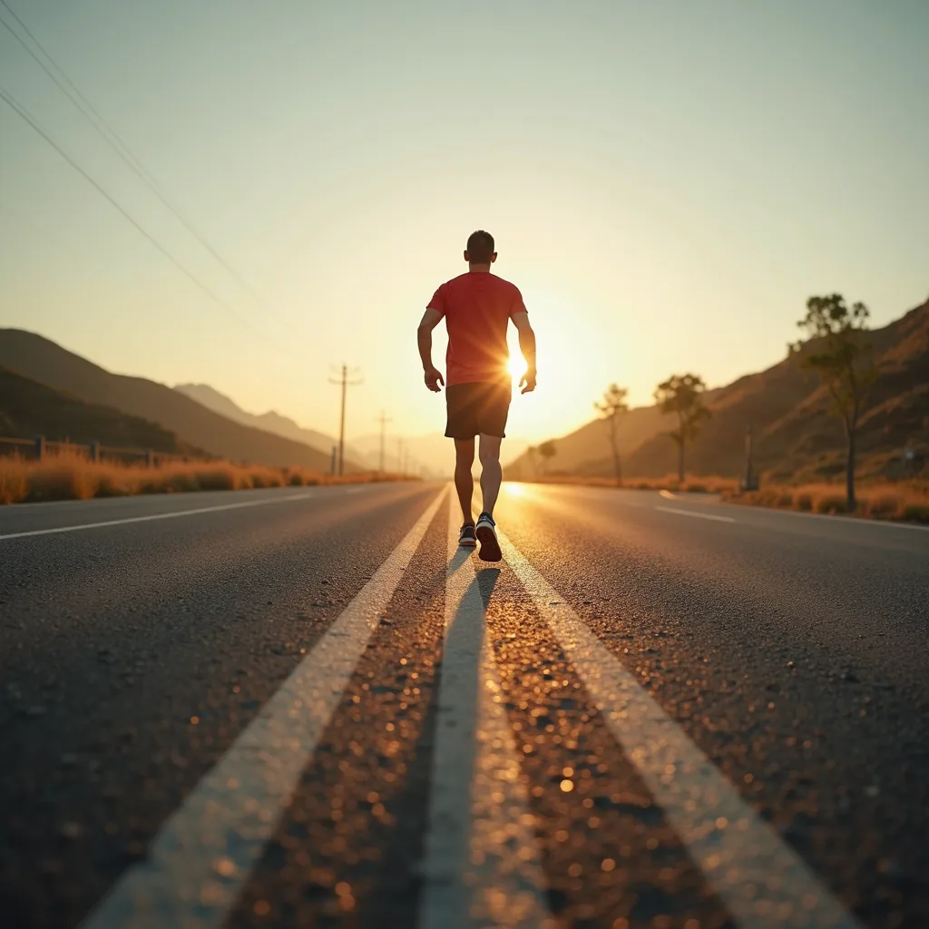 person at finish line