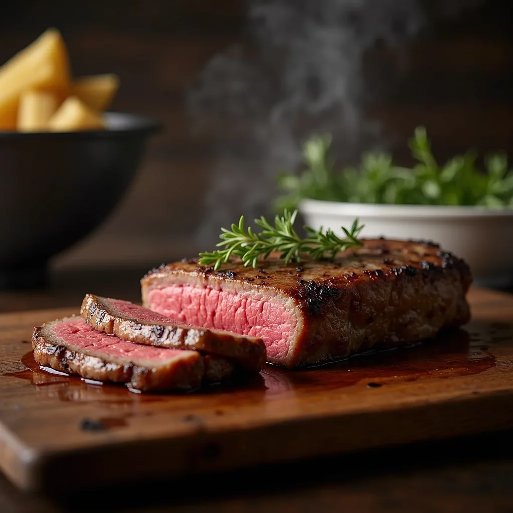 gray and brown steaks