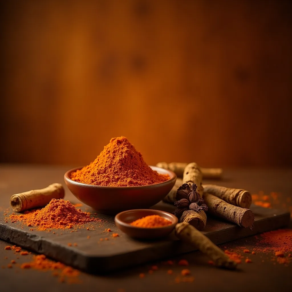 Spices on wooden table