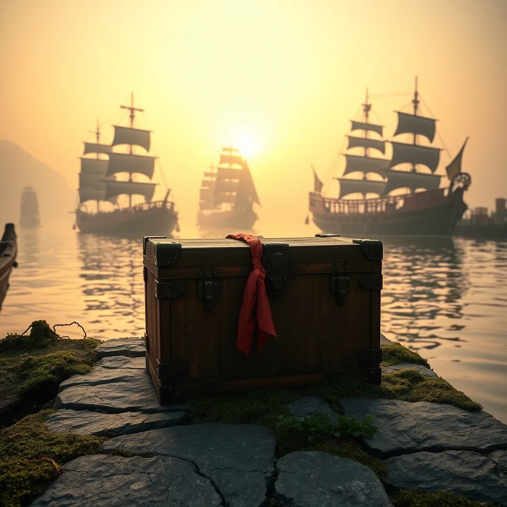 old ships in misty harbor